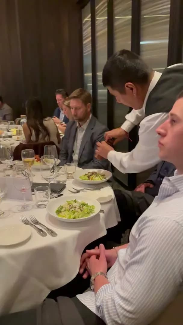 Pepper ground over the salad course