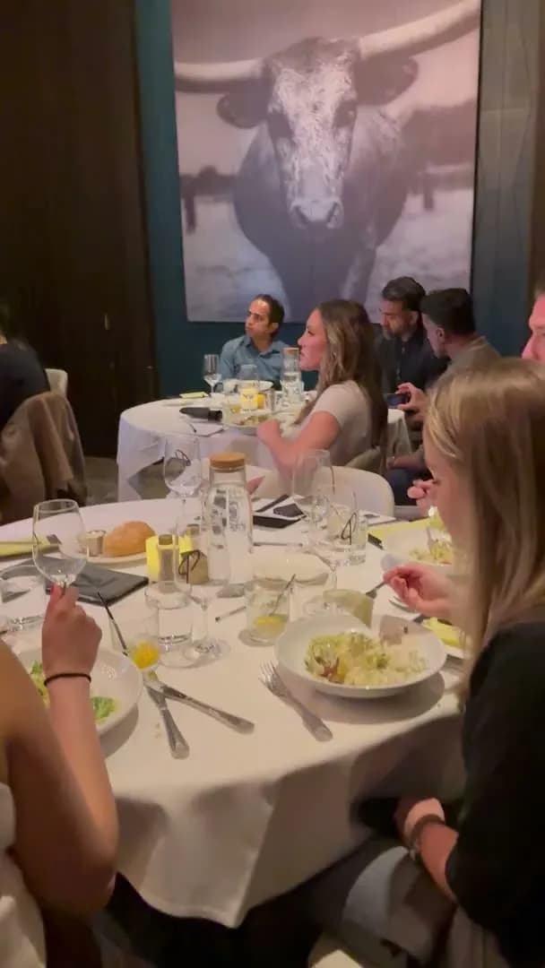 Guests eating and listening at the same time