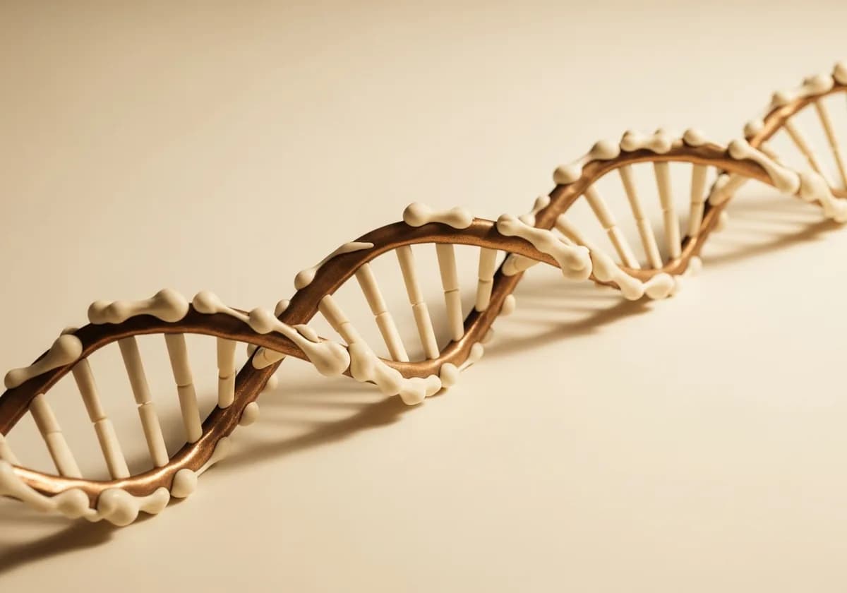 A physical model of a DNA double helix on a pale surface