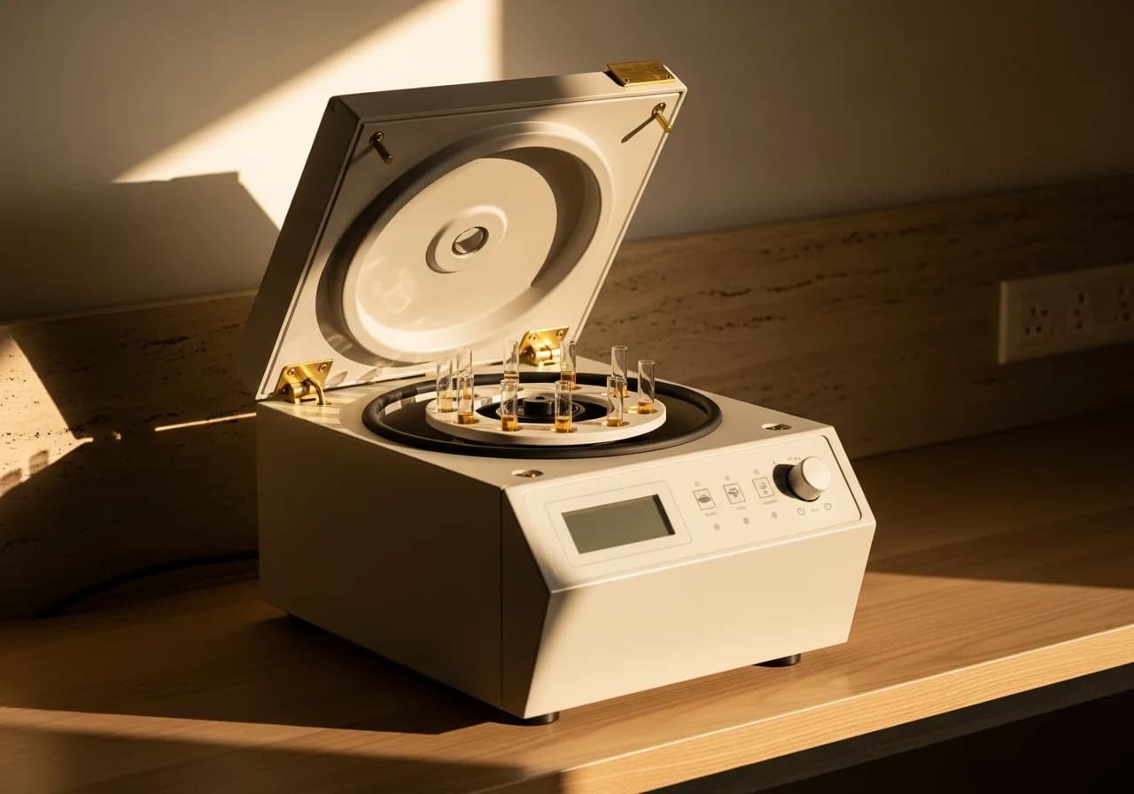 Laboratory centrifuge with tubes seated in the rotor